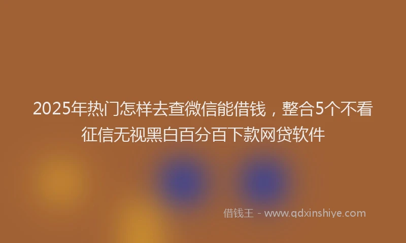 2025年热门怎样去查微信能借钱，整合5个不看征信无视黑白百分百下款网贷软件