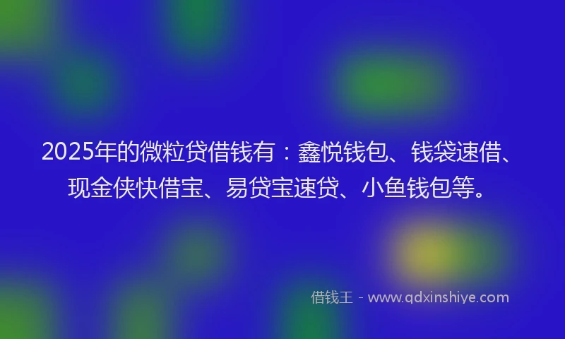 2025年的微粒贷借钱有：鑫悦钱包、钱袋速借、现金侠快借宝、易贷宝速贷、小鱼钱包等。