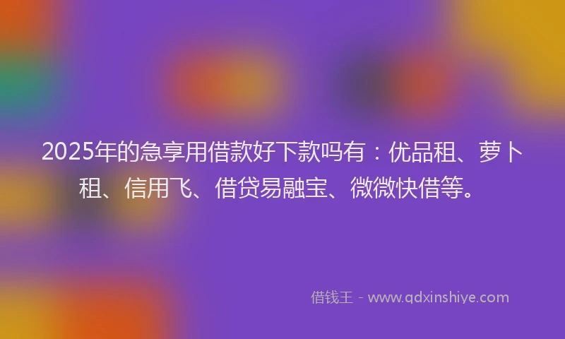 2025年的急享用借款好下款吗有：优品租、萝卜租、信用飞、借贷易融宝、微微快借等。