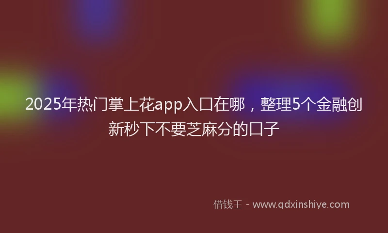2025年热门掌上花app入口在哪，整理5个金融创新秒下不要芝麻分的口子