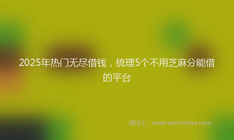 2025年热门无尽借钱，梳理5个不用芝麻分能借的平台