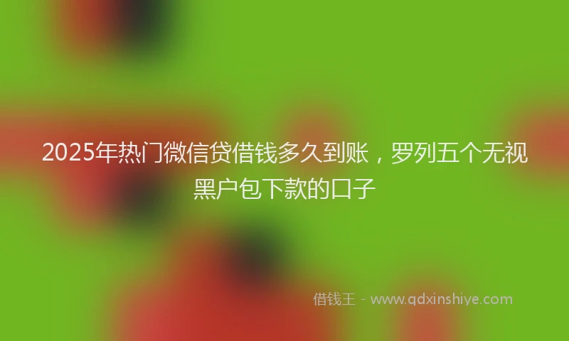 2025年热门微信贷借钱多久到账，罗列五个无视黑户包下款的口子