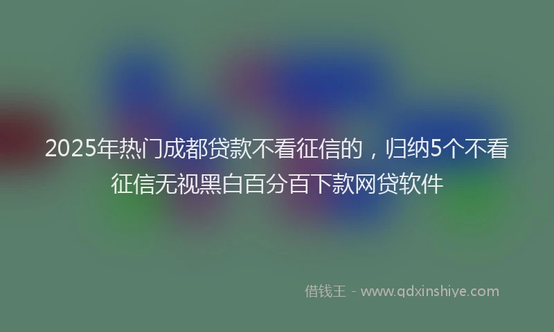 2025年热门成都贷款不看征信的，归纳5个不看征信无视黑白百分百下款网贷软件