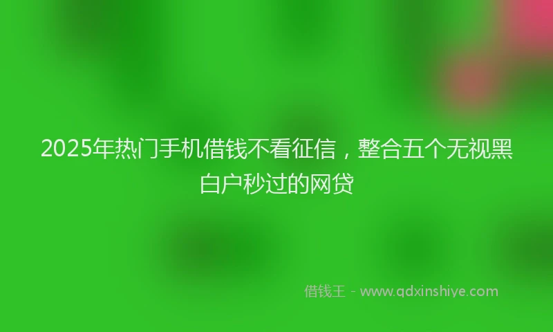 2025年热门手机借钱不看征信，整合五个无视黑白户秒过的网贷