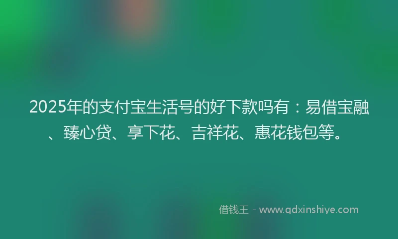 2025年的支付宝生活号的好下款吗有：易借宝融、臻心贷、享下花、吉祥花、惠花钱包等。