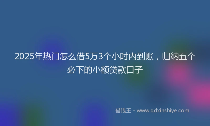 2025年热门怎么借5万3个小时内到账，归纳五个必下的小额贷款口子