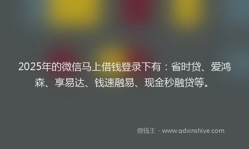 2025年的微信马上借钱登录下有：省时贷、爱鸿森、享易达、钱速融易、现金秒融贷等。