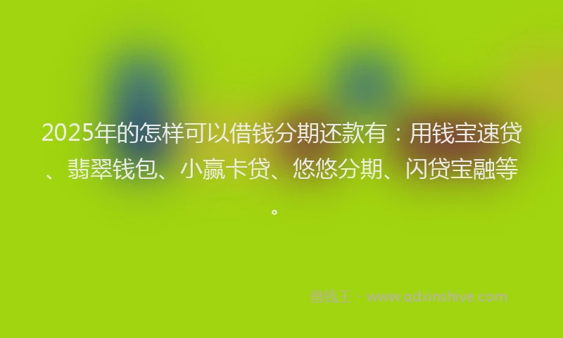 2025年的怎样可以借钱分期还款有：用钱宝速贷、翡翠钱包、小赢卡贷、悠悠分期、闪贷宝融等。