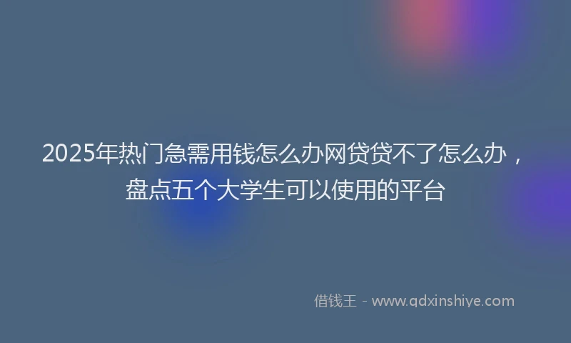 2025年热门急需用钱怎么办网贷贷不了怎么办，盘点五个大学生可以使用的平台