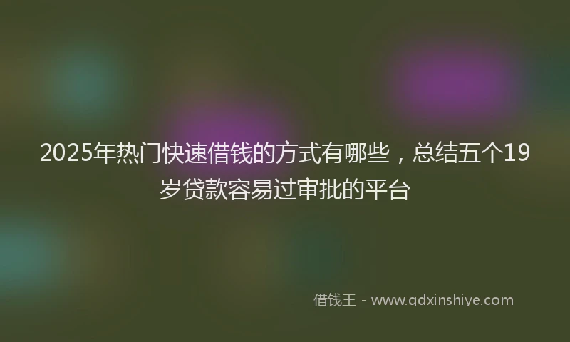 2025年热门快速借钱的方式有哪些，总结五个19岁贷款容易过审批的平台