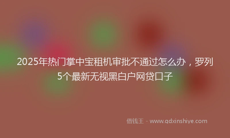 2025年热门掌中宝租机审批不通过怎么办，罗列5个最新无视黑白户网贷口子