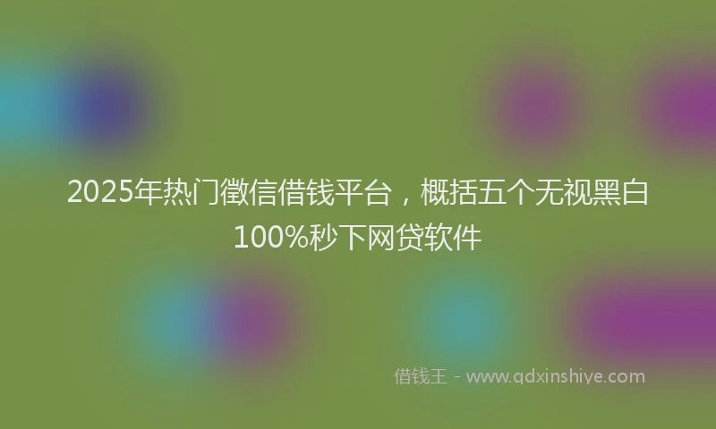 2025年热门徵信借钱平台，概括五个无视黑白100%秒下网贷软件