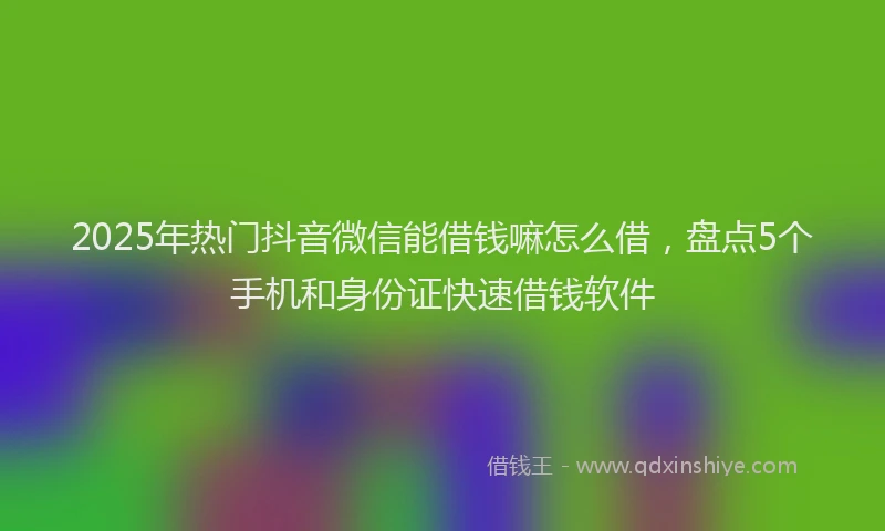 2025年热门抖音微信能借钱嘛怎么借，盘点5个手机和身份证快速借钱软件