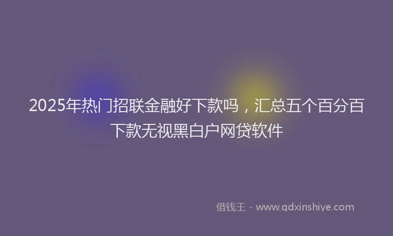 2025年热门招联金融好下款吗，汇总五个百分百下款无视黑白户网贷软件