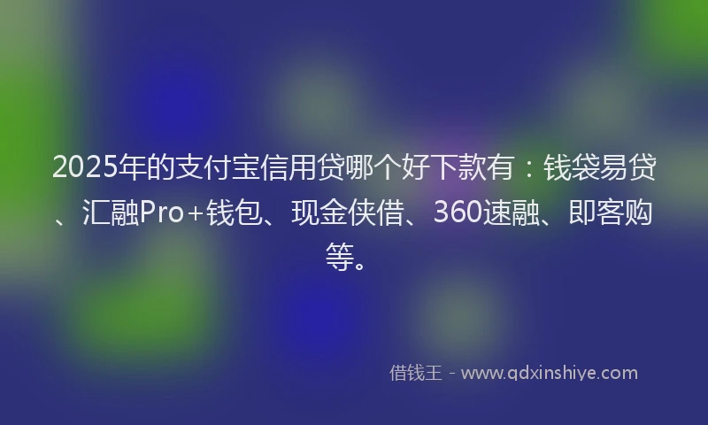 2025年的支付宝信用贷哪个好下款有：钱袋易贷、汇融Pro+钱包、现金侠借、360速融、即客购等。