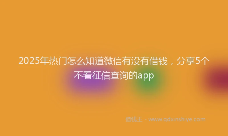 2025年热门怎么知道微信有没有借钱，分享5个不看征信查询的app