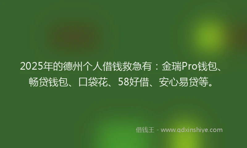 2025年的德州个人借钱救急有：金瑞Pro钱包、畅贷钱包、口袋花、58好借、安心易贷等。