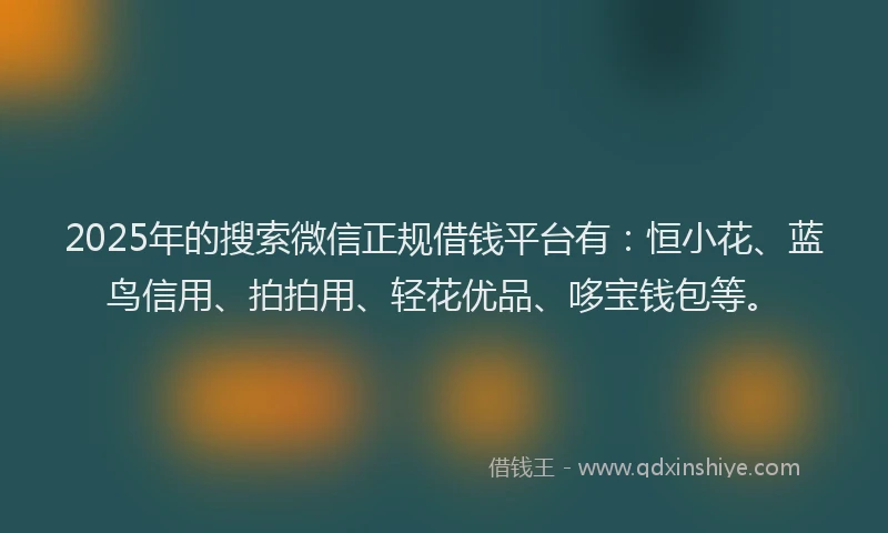 2025年的搜索微信正规借钱平台有：恒小花、蓝鸟信用、拍拍用、轻花优品、哆宝钱包等。