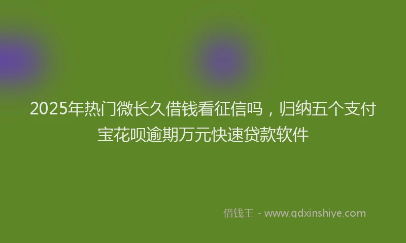2025年热门微长久借钱看征信吗，归纳五个支付宝花呗逾期万元快速贷款软件
