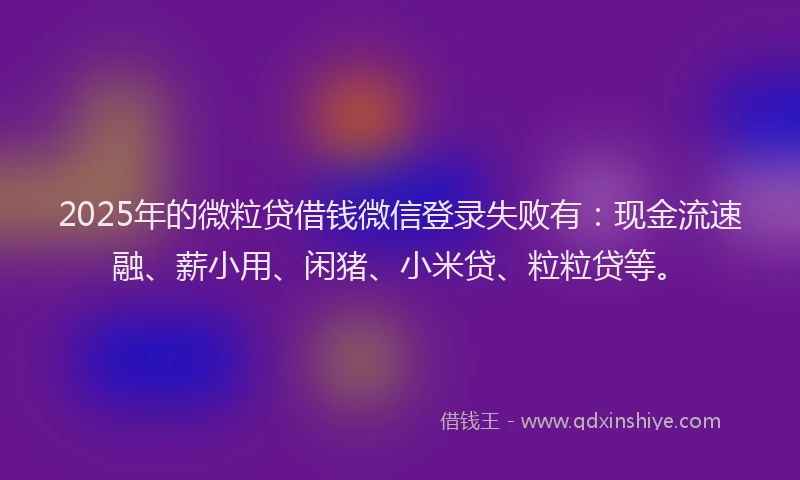 2025年的微粒贷借钱微信登录失败有：现金流速融、薪小用、闲猪、小米贷、粒粒贷等。