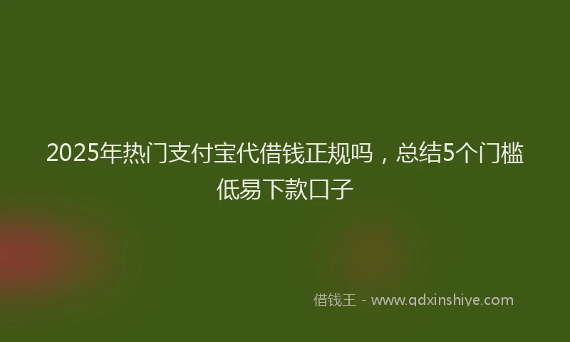 2025年热门支付宝代借钱正规吗，总结5个门槛低易下款口子
