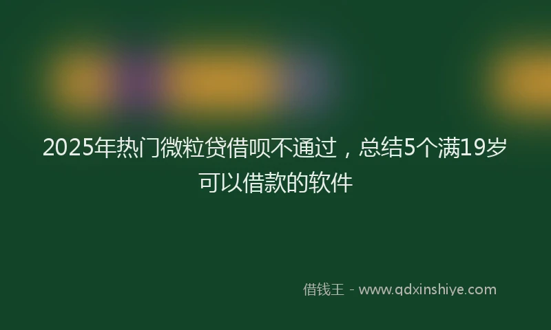 2025年热门微粒贷借呗不通过，总结5个满19岁可以借款的软件