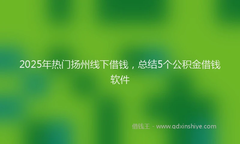 2025年热门扬州线下借钱，总结5个公积金借钱软件