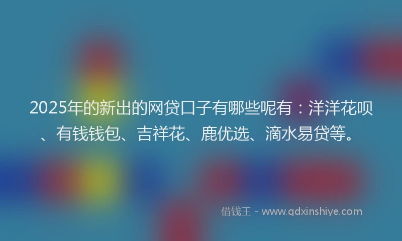 2025年的新出的网贷口子有哪些呢有：洋洋花呗、有钱钱包、吉祥花、鹿优选、滴水易贷等。
