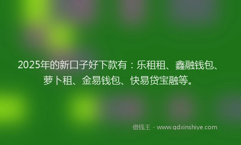 2025年的新口子好下款有：乐租租、鑫融钱包、萝卜租、金易钱包、快易贷宝融等。