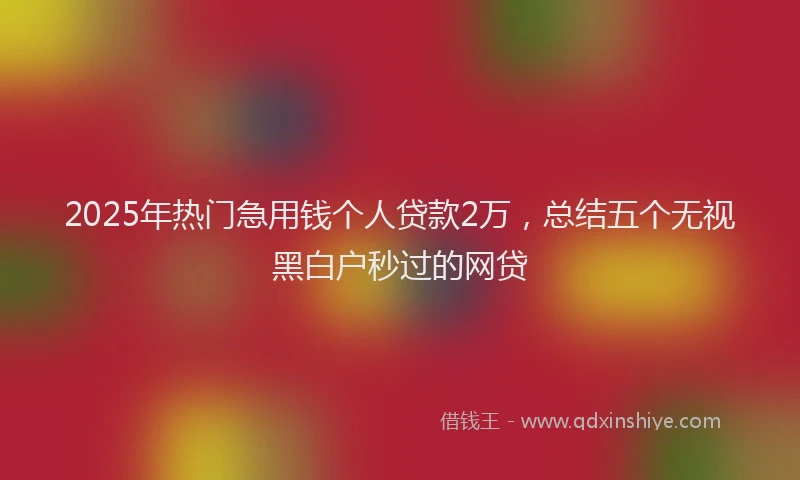 2025年热门急用钱个人贷款2万，总结五个无视黑白户秒过的网贷