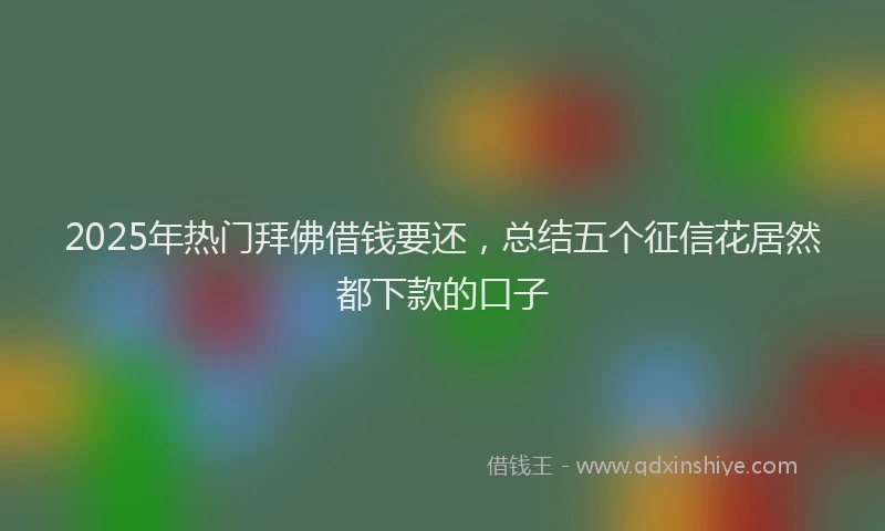 2025年热门拜佛借钱要还，总结五个征信花居然都下款的口子