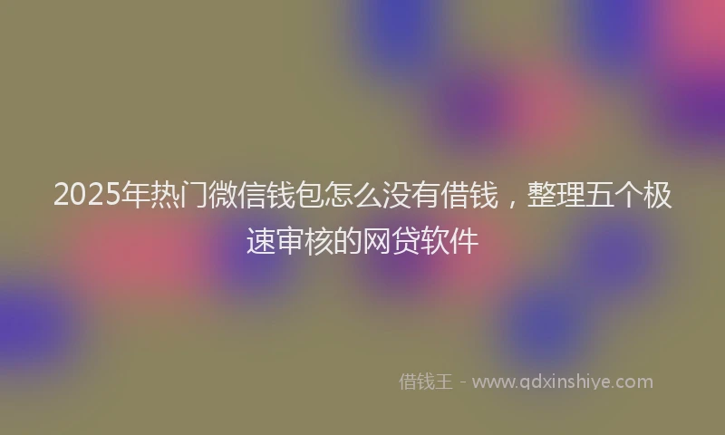 2025年热门微信钱包怎么没有借钱，整理五个极速审核的网贷软件