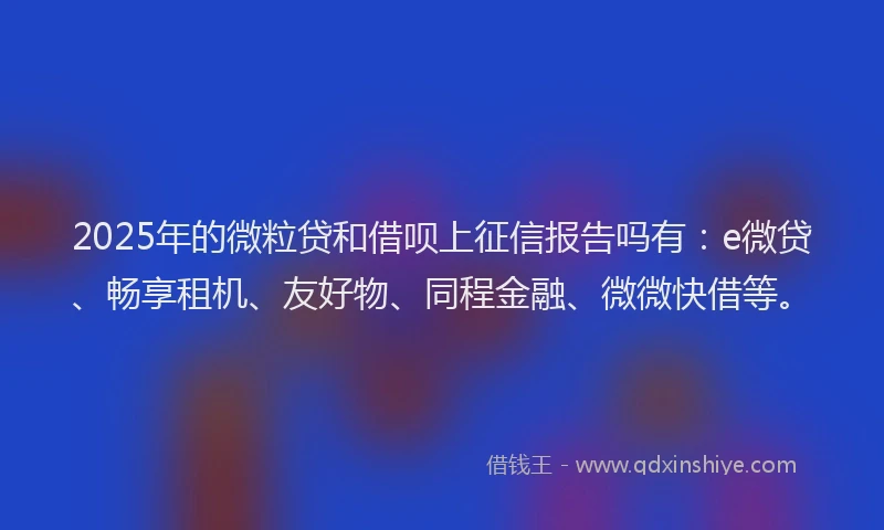 2025年的微粒贷和借呗上征信报告吗有：e微贷、畅享租机、友好物、同程金融、微微快借等。