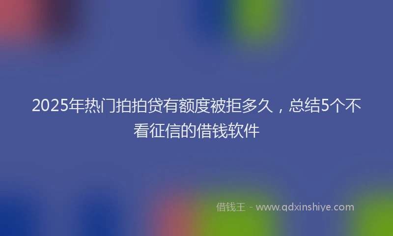 2025年热门拍拍贷有额度被拒多久，总结5个不看征信的借钱软件