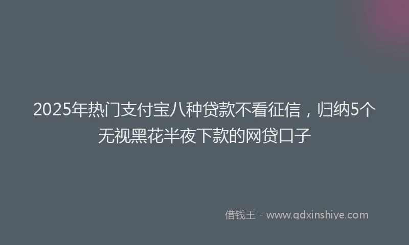 2025年热门支付宝八种贷款不看征信，归纳5个无视黑花半夜下款的网贷口子