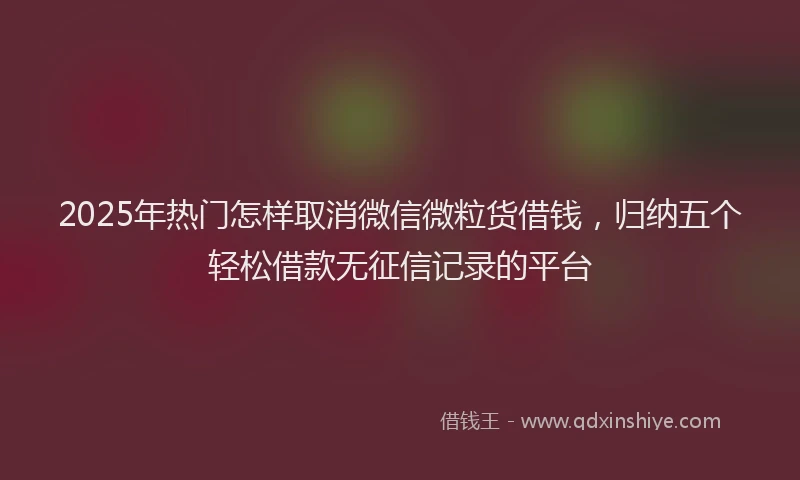 2025年热门怎样取消微信微粒货借钱，归纳五个轻松借款无征信记录的平台