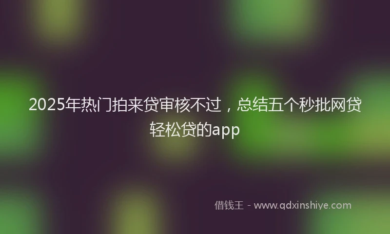 2025年热门拍来贷审核不过，总结五个秒批网贷轻松贷的app