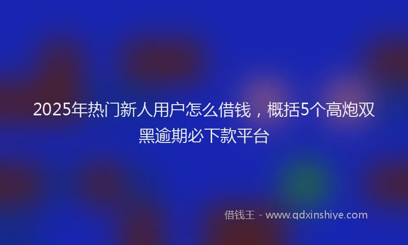 2025年热门新人用户怎么借钱，概括5个高炮双黑逾期必下款平台