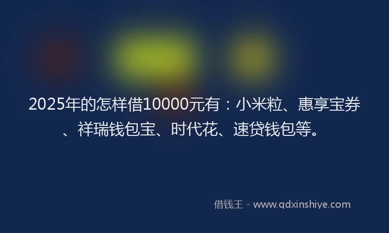 2025年的怎样借10000元有：小米粒、惠享宝券、祥瑞钱包宝、时代花、速贷钱包等。