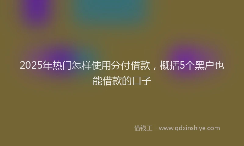 2025年热门怎样使用分付借款，概括5个黑户也能借款的口子