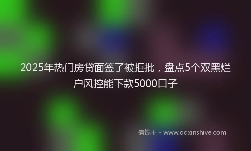 2025年热门房贷面签了被拒批，盘点5个双黑烂户风控能下款5000口子