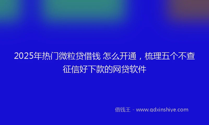 2025年热门微粒贷借钱 怎么开通，梳理五个不查征信好下款的网贷软件