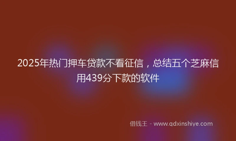 2025年热门押车贷款不看征信，总结五个芝麻信用439分下款的软件