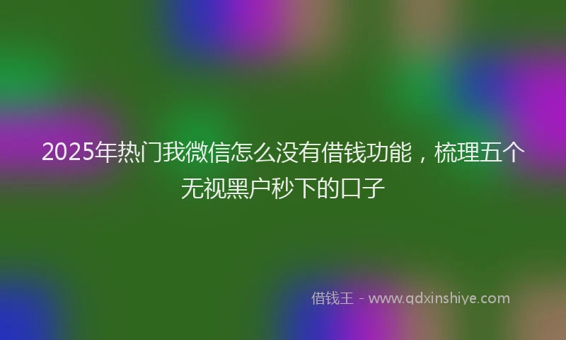 2025年热门我微信怎么没有借钱功能，梳理五个无视黑户秒下的口子