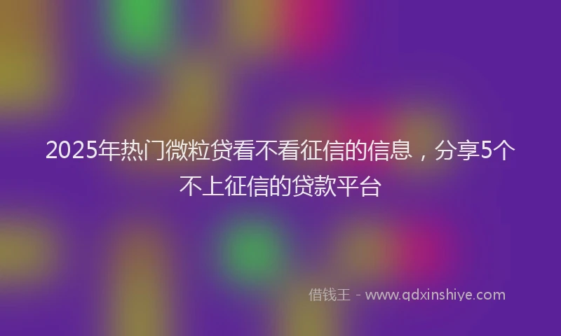 2025年热门微粒贷看不看征信的信息，分享5个不上征信的贷款平台