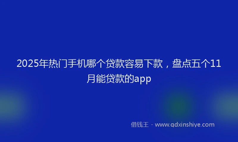 2025年热门手机哪个贷款容易下款，盘点五个11月能贷款的app