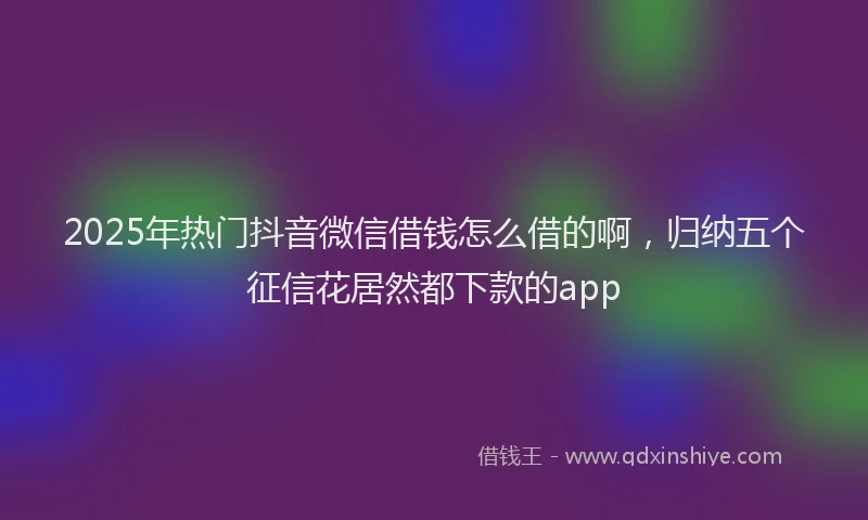 2025年热门抖音微信借钱怎么借的啊，归纳五个征信花居然都下款的app