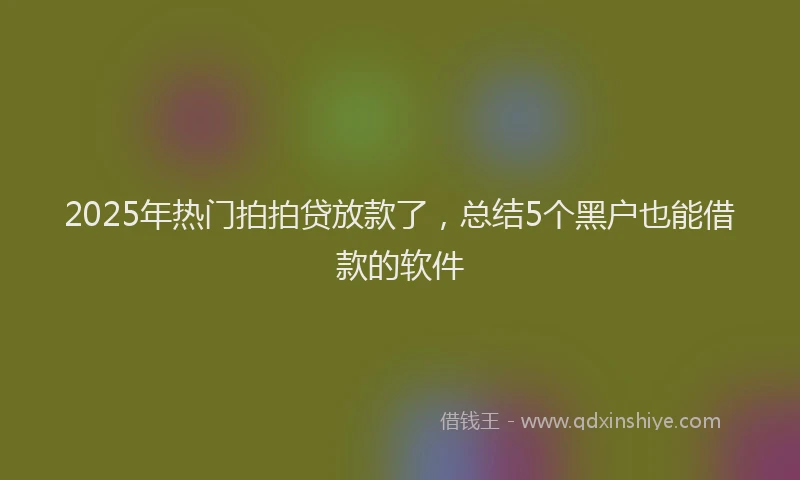 2025年热门拍拍贷放款了，总结5个黑户也能借款的软件