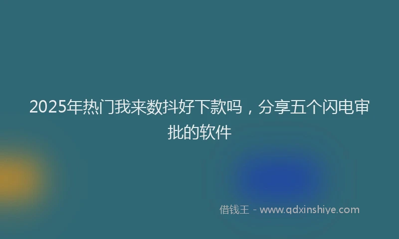 2025年热门我来数抖好下款吗，分享五个闪电审批的软件