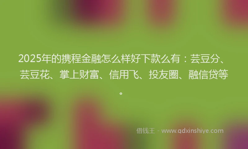 2025年的携程金融怎么样好下款么有：芸豆分、芸豆花、掌上财富、信用飞、投友圈、融信贷等。